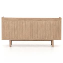 Yulla Rustic Lodge Brown Solid Teak Wood 4 Door Outdoor Sideboard|