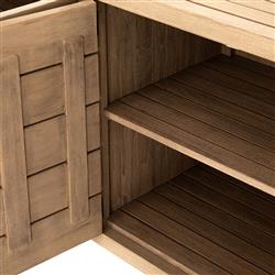 Yulla Rustic Lodge Brown Solid Teak Wood 4 Door Outdoor Sideboard|