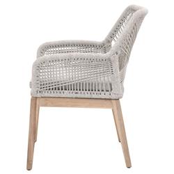 Lorry Coastal Taupe Rope Grey Teak Outdoor Dining Arm Chair - Set of 2|