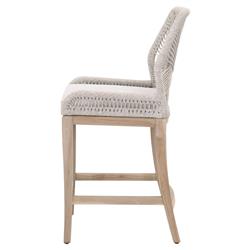 Lorry Coastal Beach Taupe Woven Rope Grey Teak Outdoor Counter Stool|