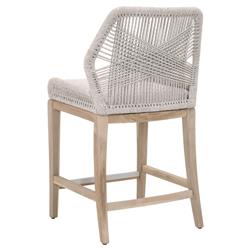 Lorry Coastal Beach Taupe Woven Rope Grey Teak Outdoor Counter Stool|