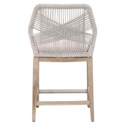 Lorry Coastal Beach Taupe Woven Rope Grey Teak Outdoor Counter Stool|
