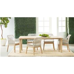 Lorry Coastal Taupe Rope Grey Teak Outdoor Dining Side Chair - Set of 2|