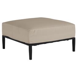Havana Beige Sunbrella Cushion Black Frame Cane Square Outdoor Ottoman|