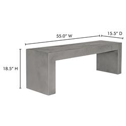 Leilani Industrial Loft Grey Concrete Outdoor Bench|