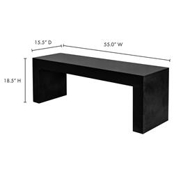Leilani Industrial Loft Black Concrete Outdoor Bench|
