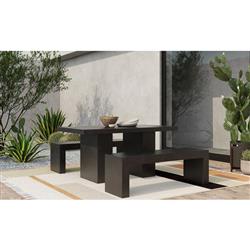 Leilani Industrial Loft Black Concrete Outdoor Bench|