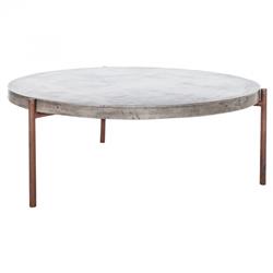 Memphis Industrial Grey Concrete Brown Metal Classic Round Outdoor Coffee Table|