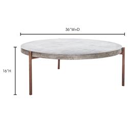 Memphis Industrial Grey Concrete Brown Metal Classic Round Outdoor Coffee Table|