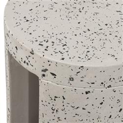 Lyone Coastal Beach White Concrete Grey Terrazo Round Outdoor Stool|