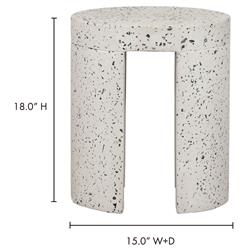 Lyone Coastal Beach White Concrete Grey Terrazo Round Outdoor Stool|