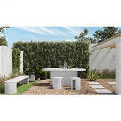Lyone Coastal Beach White Concrete Grey Terrazo Round Outdoor Stool|