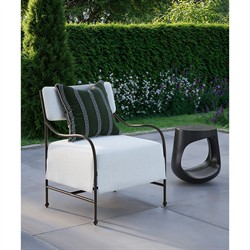 Ronin Modern Classic Black Concrete Round Outdoor Side Table|