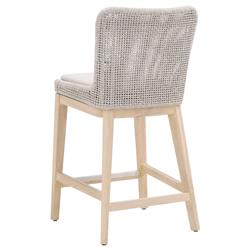 Kailey Coastal Taupe Woven Rope Grey Teak Outdoor Counter Stool|