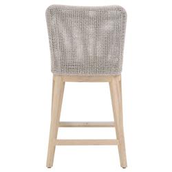 Kailey Coastal Taupe Woven Rope Grey Teak Outdoor Counter Stool|