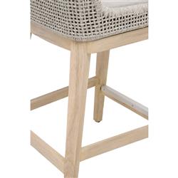 Kailey Coastal Taupe Woven Rope Grey Teak Outdoor Counter Stool|