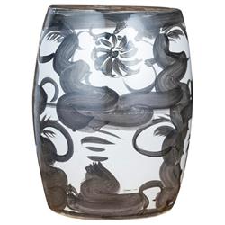 Beck Modern Black Porcelain Twisted Flower Outdoor Garden Stool|