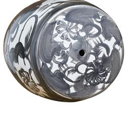 Beck Modern Black Porcelain Twisted Flower Outdoor Garden Stool|