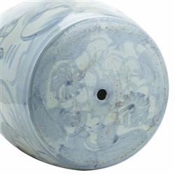 Beck Modern Blue and White Porcelain Twisted Flower Outdoor Garden Stool|