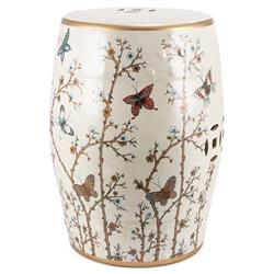 Maria Modern Classic French White Porcelain Butterfly Outdoor Garden Stool|