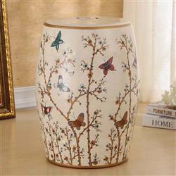 Maria Modern Classic French White Porcelain Butterfly Outdoor Garden Stool|