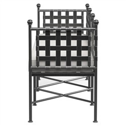 Aurore French White Canvas Cushion Metal Outdoor Garden Bench|