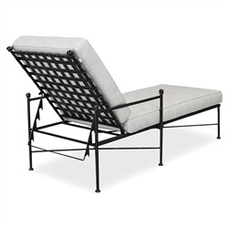 Aurore Cream Cushion Black Welt Metal Outdoor Chaise Lounge|