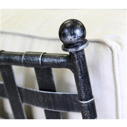 Aurore Cream Cushion Black Welt Metal Outdoor Club Arm Chair|