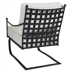 Aurore Cream Cushion Black Welt Metal Rocking Outdoor Club Chair|