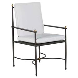 Roma Slate Grey Gold Aluminum White Cushion Outdoor Dining Chair|
