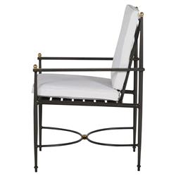 Roma Slate Grey Gold Aluminum White Cushion Outdoor Dining Chair|