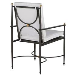Roma Slate Grey Gold Aluminum White Cushion Outdoor Dining Chair|