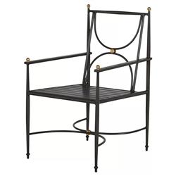 Roma Slate Grey Gold Aluminum White Cushion Outdoor Dining Chair|