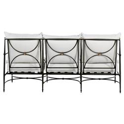 Roma Slate Grey Aluminum White Performance Outdoor Sofa - 77"|