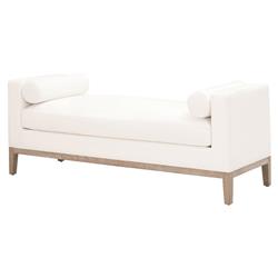 Kelly Modern Classic White Performance Cushioned Grey Oak Frame Bedroom Bench|