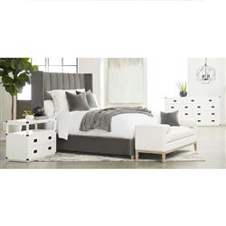Kelly Modern Classic White Performance Cushioned Grey Oak Frame Bedroom Bench|