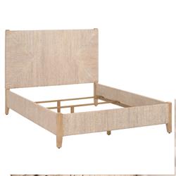 Laurice French Country Woven Abaca Rope Mahogany Platform Bed - Queen|