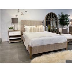 Laurice French Country Woven Abaca Rope Mahogany Platform Bed - Queen|