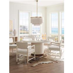 Selfridge White Oak Wood Brass Base Round Dining Table - 60"W|