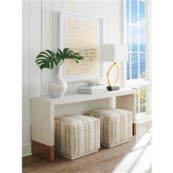 Spindrift Modern Classic White Wood Brass Base Console Table|