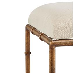Hani Modern Classic Gold Iron Frame White Performance Linen Seat Bench|