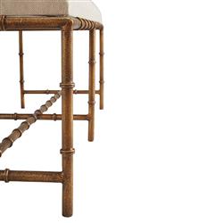 Hani Modern Classic Gold Iron Frame White Performance Linen Seat Bench|