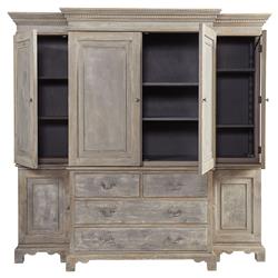 Belinda French Country Grey Pine Wood China Cabinet|