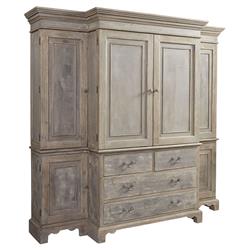 Belinda French Country Grey Pine Wood China Cabinet|