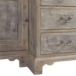 Belinda French Country Grey Pine Wood China Cabinet|
