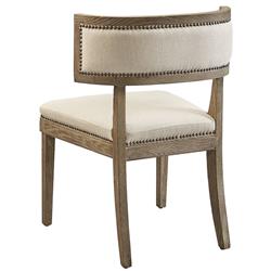 Rosie French Country Brown Oak Wood Beige Performance Cushion Dining Chair|