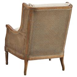 John French Country Brown Oak Wood Beige Performance Cushion Occasional Chair|