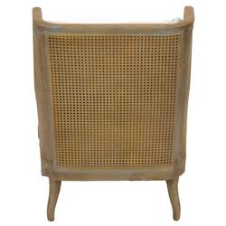 John French Country Brown Oak Wood Beige Performance Cushion Occasional Chair|