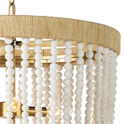 Milos Coastal White Steel Beach Brown Rattan Chandelier|