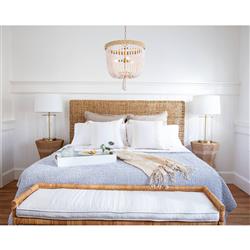 Milos Coastal White Steel Beach Brown Rattan Chandelier|